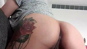 Blonde girl with big tits masturbates, moaning as she cums