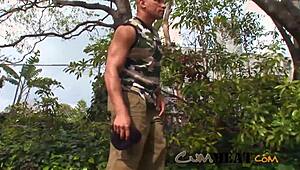 Yo, check this huge black military guy banging a petite blonde twink! 💪😜