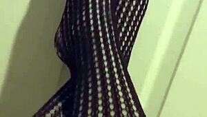 exploring stockings in a casual fetish video