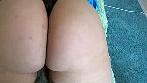 Mature lesbians play with a big pink dildo and shake their booties in thong doggy style homemade