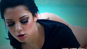 Wet screaming orgasm by the pool.