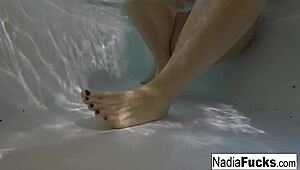 Sexy blonde pornstar nadia masturbates in bath with rubber duckies