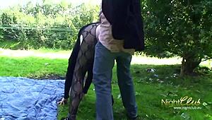 Young German Redhead's Horny Pussy Gets Outdoor Assfucking And Anal In Public