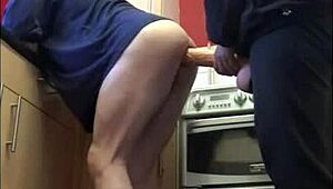 Bisexual Gay Male Takes Huge Anal Toy Insertion in Garage from Behind