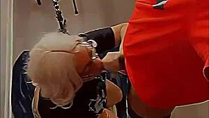 Blonde barbie takes monster black cock deep in her throat and swallows cumshot