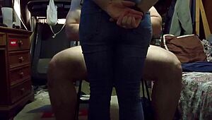 hot amateur brunette with big ass gets fucked by her friend in cowgirl position