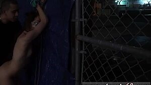 skinny teen 18+ meaty pussy gets rough outdoor public bang