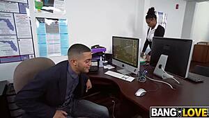 Black beauty Ivy Young seduces her boss for a hot office romp