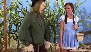 Flight attendant seizes steamy moments for wild sex in vintage parody