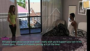 wife and stepmother share teen in cartoon style