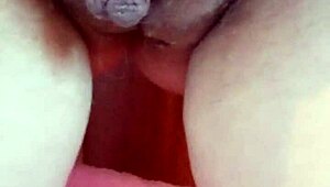 beautiful brunette demonstrates alternative masturbation technique 😏