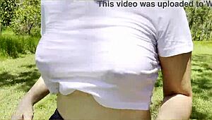 Hot MILF Runs in Wet Crop Top for Public Exhibitionist Dare