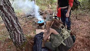 Latina Pussy-Eating Outdoors in Jungle Insurgent Camp