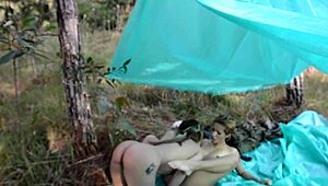 Latina Pussy-Eating Outdoors in Jungle Insurgent Camp