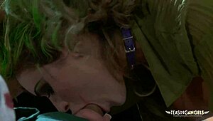 Lucky dude bangs two naughty chicks intensely.