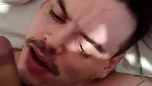 this guy sucking incredible big cock in bareback blowjob session