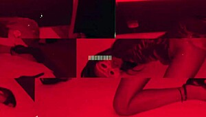 Black guy enjoys easter foreplay with two skinny bunnies, licking wet tight pussies.