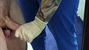 Nurse Cumshot Compilation with Latex Handjob in Hospital