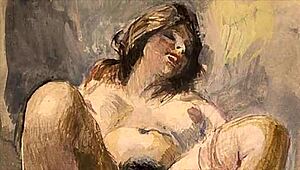 vintage erotic illustration from antique retro cartoon hentai style