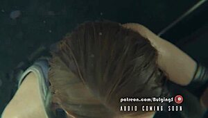 jill valentine gives a messy deepthroat blowjob