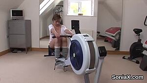 English milf gill ellis teasingly flashes her juicy big tits