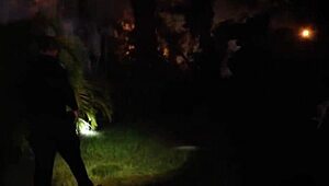 Two Gay Cops Suck and Ride Big Black Cock Outdoors!