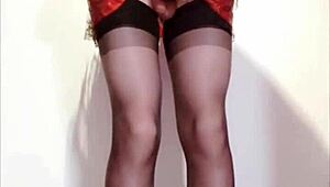 Selena's Shemale Masturbating In Corset