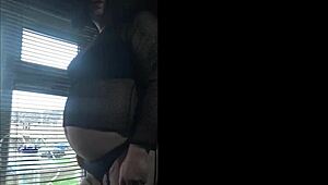 Bisexual Crossdresser Enjoys Public Outdoor Milking Session by Window