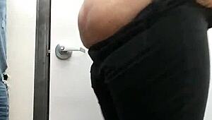 I got caught undressing in the public changing room with my thong and panties