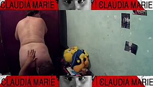 i dominate the curvy fat woman by licking her pussy and fucking her against the closet