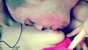 we're out in the garage, topless, licking tits and sucking, it's so sexy and fun!