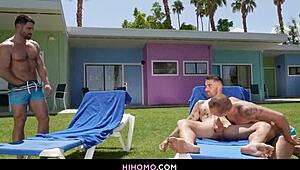 i can’t believe this bareback gay orgy under palm trees with chris, isaac, beau, and alpha!