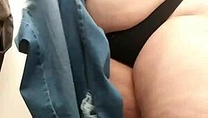 I got caught undressing in the public changing room with my thong and panties