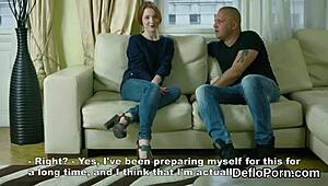 Innocent girl spreads tight for her first hard defloration