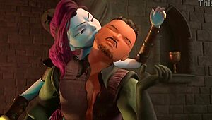 Busty elf dominates man and claims his cock as reward in 3d animation