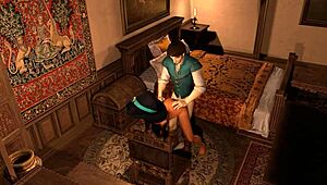 Flynn fucks Jasmine in standing sex, he says in the parody