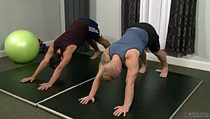 Gay yoga session with big monster cocks