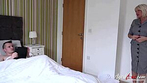 Agedlove blonde milf Amy seduces horny stud Sam Bourne and fucks him roughly