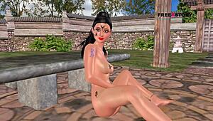 An animated 3d sex video - a cute indian bhabhi rubbing pussy