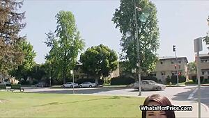 Picking up big tit teen 18+ for street fucking