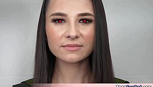 Beautiful brunette Liz Jordan plays sexbot first time