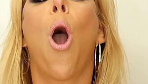 Glamour milf sucks cock and swallows huge cum load