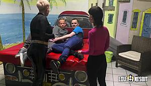 bisexuell femdom foursome gets wild with lou nesbit and lia louise.