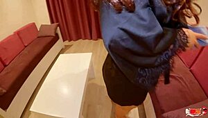 Stepson drills stepmother's tight ass for a creamy finish! Unbelievable!