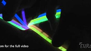 Nice 27yo Raquel gapes her pussy with kinky glowsticks for cervix view