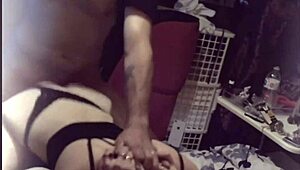 sexy ass in lingerie bent over for big cock doggy style fucking, tight pussy getting pounded homemade