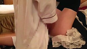 Amateur couple in miniskirt cosplay gets blowjob and creampie on sofa 😘