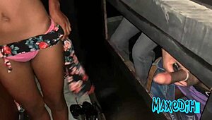 Husband films amateur wife getting fucked in gloryhole by prostitute