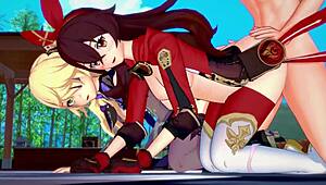 Genshin Impact - Two Archer Girls 3D Hentai Uncensored