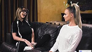 Huge tit geek lesbian and girlfriend roleplay face sitting 😍